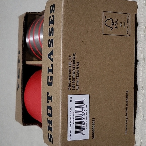 NIB YETI Red and Silver Shot Glasses With Srack And Pack Carrier - Picture 5 of 7